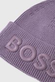 Шапка з домішкою вовни Boss Orange BOSS ORANGE колір фіолетовий з товстого трикотажу Шапка з домішкою вовни Boss Orange BOSS ORANGE колір фіолетовий з товстого трикотажу