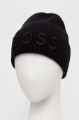 Шапка з домішкою вовни Boss Orange BOSS ORANGE колір чорний з товстого трикотажу Шапка з домішкою вовни Boss Orange BOSS ORANGE колір чорний з товстого трикотажу