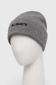 Шапка з домішкою вовни AllSaints колір сірий з товстого трикотажу (3686306) Шапка з домішкою вовни AllSaints колір сірий з товстого трикотажу (3686306)