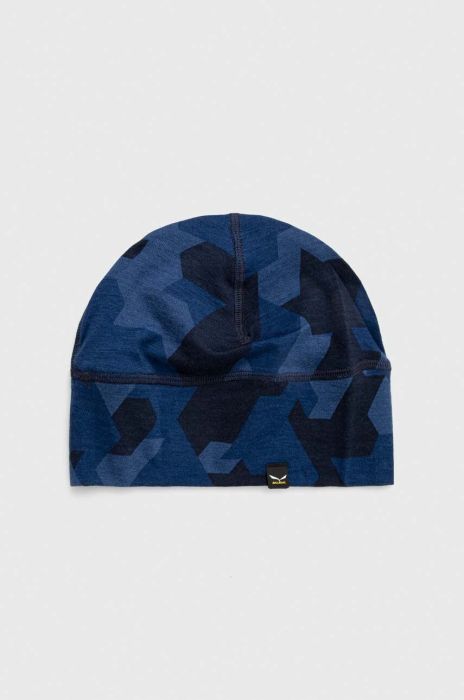 Шапка Salewa Cristallo з тонкого трикотажу вовна колір блакитний Шапка Salewa Cristallo з тонкого трикотажу вовна колір блакитний