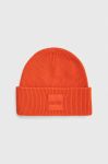 Шапка з домішкою вовни BOSS колір помаранчевий з товстого трикотажу Шапка з домішкою вовни BOSS колір помаранчевий з товстого трикотажу