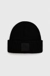 Шапка з домішкою вовни BOSS колір чорний з товстого трикотажу (3492584) Шапка з домішкою вовни BOSS колір чорний з товстого трикотажу (3492584)