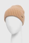 Кашемірова шапка BOSS x FTC колір бежевий з товстого трикотажу вовна Кашемірова шапка BOSS x FTC колір бежевий з товстого трикотажу вовна