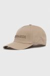 Бавовняна бейсболка Trussardi колір бежевий з аплікацією Бавовняна бейсболка Trussardi колір бежевий з аплікацією