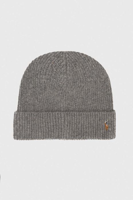 Вовняна шапка Polo Ralph Lauren колір сірий з тонкого трикотажу вовна (3550301) Вовняна шапка Polo Ralph Lauren колір сірий з тонкого трикотажу вовна (3550301)