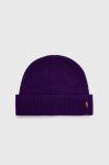 Вовняна шапка Polo Ralph Lauren колір фіолетовий з тонкого трикотажу вовна (3550304) Вовняна шапка Polo Ralph Lauren колір фіолетовий з тонкого трикотажу вовна (3550304)