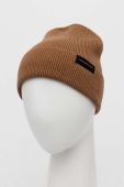 Шапка з домішкою вовни Tommy Hilfiger колір коричневий з тонкого трикотажу Шапка з домішкою вовни Tommy Hilfiger колір коричневий з тонкого трикотажу