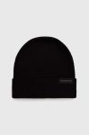 Шапка з домішкою вовни Tommy Hilfiger колір чорний з тонкого трикотажу Шапка з домішкою вовни Tommy Hilfiger колір чорний з тонкого трикотажу