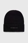 Бавовняна шапка Tommy Hilfiger колір чорний з тонкого трикотажу з бавовни Бавовняна шапка Tommy Hilfiger колір чорний з тонкого трикотажу з бавовни