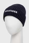 Шапка з домішкою вовни Tommy Hilfiger колір синій з товстого трикотажу (3546421)
