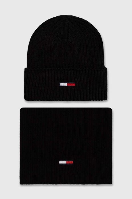 Шапка і шарф Tommy Jeans колір чорний (3519845) Шапка і шарф Tommy Jeans колір чорний (3519845)