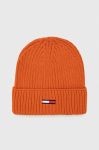 Шапка Tommy Jeans колір помаранчевий з тонкого трикотажу Шапка Tommy Jeans колір помаранчевий з тонкого трикотажу