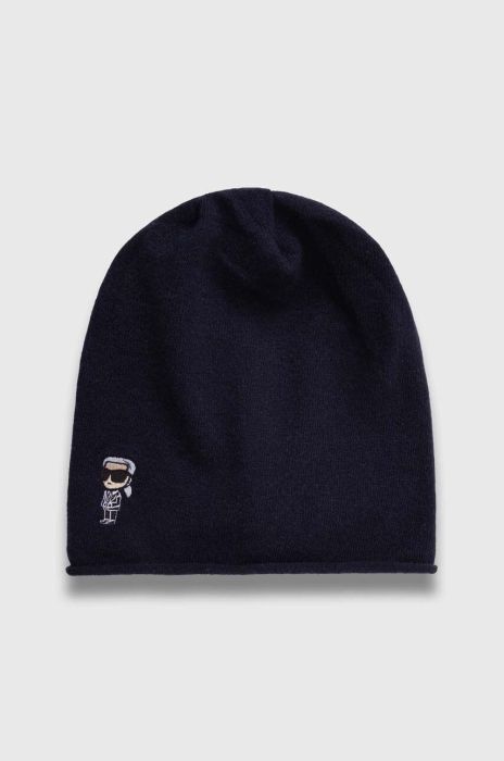 Вовняна шапка Karl Lagerfeld колір синій з тонкого трикотажу вовна (3511681) Вовняна шапка Karl Lagerfeld колір синій з тонкого трикотажу вовна (3511681)
