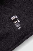 Вовняна шапка Karl Lagerfeld колір сірий з тонкого трикотажу вовна (3511685) Вовняна шапка Karl Lagerfeld колір сірий з тонкого трикотажу вовна (3511685)