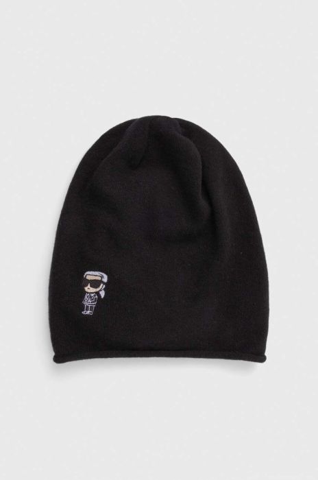 Вовняна шапка Karl Lagerfeld колір чорний з тонкого трикотажу вовна (3511688) Вовняна шапка Karl Lagerfeld колір чорний з тонкого трикотажу вовна (3511688)