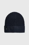 Шапка з домішкою вовни Guess колір синій з тонкого трикотажу Шапка з домішкою вовни Guess колір синій з тонкого трикотажу