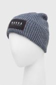 Шапка з домішкою вовни Guess колір блакитний