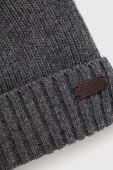 Вовняна шапка Barbour колір сірий з товстого трикотажу вовна Вовняна шапка Barbour колір сірий з товстого трикотажу вовна
