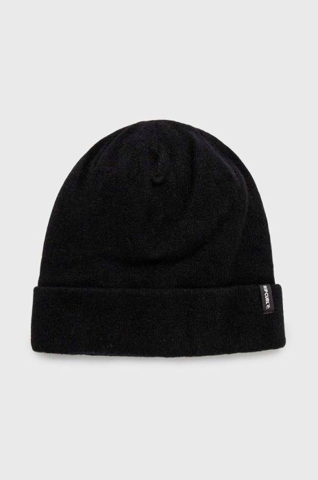 Шапка з домішкою вовни Rip Curl колір чорний з товстого трикотажу Шапка з домішкою вовни Rip Curl колір чорний з товстого трикотажу