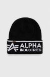 Шапка Alpha Industries колір чорний з товстого трикотажу (3403630) Шапка Alpha Industries колір чорний з товстого трикотажу (3403630)