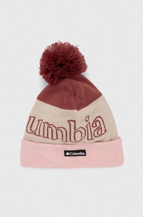 Шапка Columbia колір бордовий з товстого трикотажу