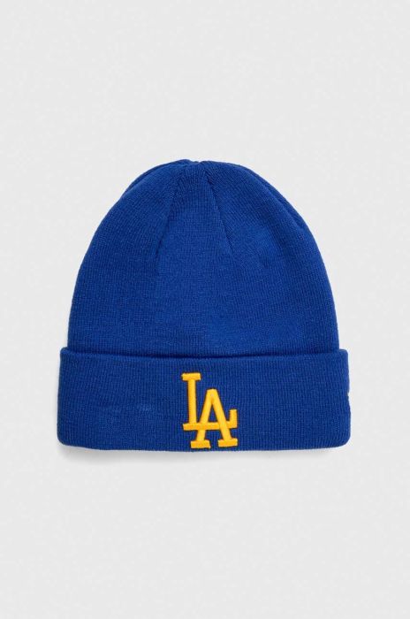 Шапка New Era з товстого трикотажу LOS ANGELES DODGERS колір блакитний