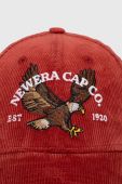 Вельветова кепка New Era колір червоний з аплікацією Вельветова кепка New Era колір червоний з аплікацією