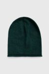 Шапка з домішкою вовни United Colors of Benetton колір зелений з тонкого трикотажу Шапка з домішкою вовни United Colors of Benetton колір зелений з тонкого трикотажу