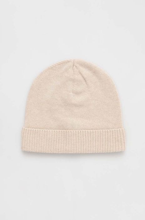 Шапка з домішкою вовни Sisley колір бежевий з тонкого трикотажу
