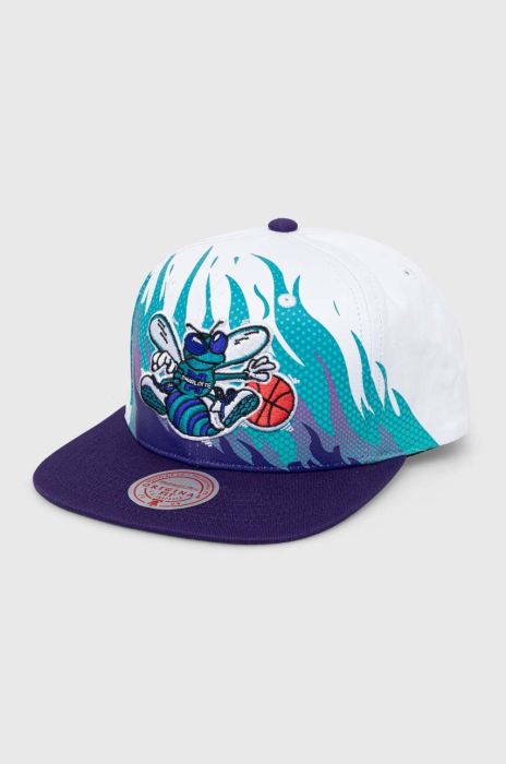 Бавовняна бейсболка Mitchell&Ness CHARLOTTE HORNETS колір білий візерунок