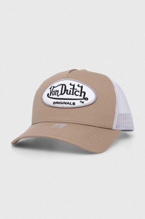 Кепка Von Dutch колір бежевий з аплікацією (3434043) Кепка Von Dutch колір бежевий з аплікацією (3434043)