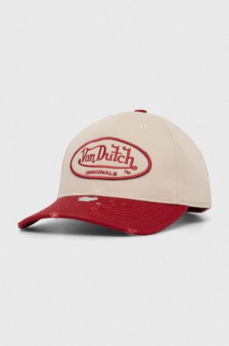 Бавовняна бейсболка Von Dutch колір червоний з аплікацією (3434044) Бавовняна бейсболка Von Dutch колір червоний з аплікацією (3434044)