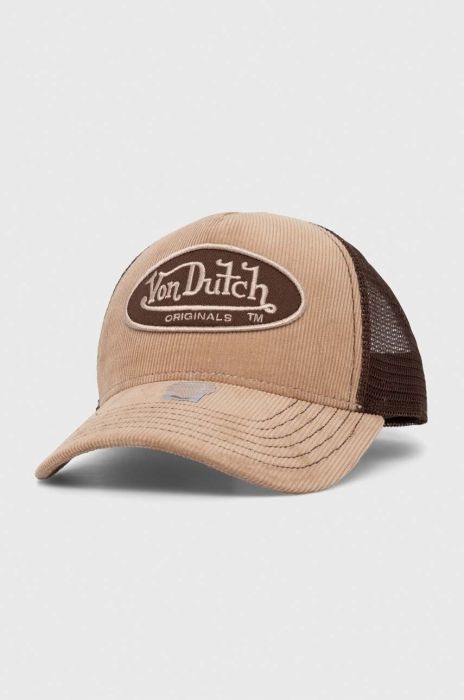 Кепка Von Dutch колір бежевий з аплікацією (3434045) Кепка Von Dutch колір бежевий з аплікацією (3434045)
