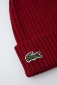 Вовняна шапка Lacoste колір бордовий вовна