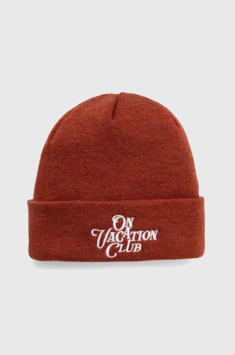 Вовняна шапка On Vacation колір коричневий з товстого трикотажу вовна Вовняна шапка On Vacation колір коричневий з товстого трикотажу вовна