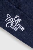 Вовняна шапка On Vacation з товстого трикотажу вовна колір блакитний