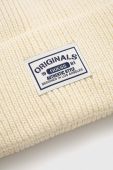 Бавовняна шапка Guess Originals колір бежевий з товстого трикотажу з бавовни Бавовняна шапка Guess Originals колір бежевий з товстого трикотажу з бавовни