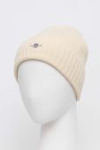 Вовняна шапка Gant колір бежевий з товстого трикотажу вовна