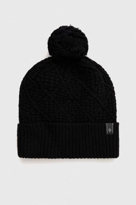 Шапка Black Diamond Cable Cuff колір чорний з тонкого трикотажу вовна Шапка Black Diamond Cable Cuff колір чорний з тонкого трикотажу вовна