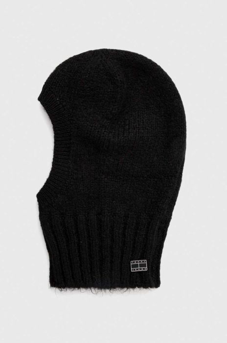 Капор з домішкою вовни Tommy Jeans колір чорний Капор з домішкою вовни Tommy Jeans колір чорний