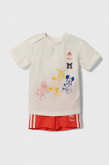 Дитячий бавовняний комплект adidas колір бежевий Дитячий бавовняний комплект adidas колір бежевий