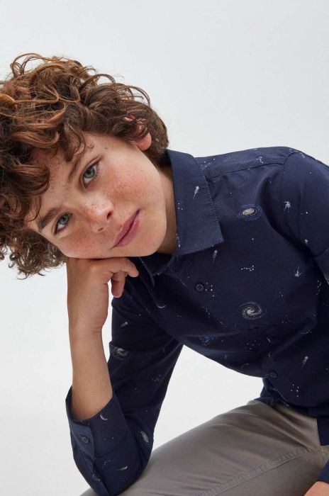 Дитяча бавовняна сорочка Mayoral колір синій (3420018)