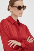 Сорочка Guess жіноча колір червоний relaxed класичний комір