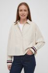 Бавовняна сорочка Tommy Hilfiger жіноча колір бежевий relaxed класичний комір