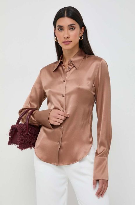 Шовкова сорочка Pinko колір бежевий regular класичний комір (3621565) Шовкова сорочка Pinko колір бежевий regular класичний комір (3621565)