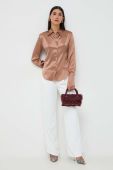 Шовкова сорочка Pinko колір бежевий regular класичний комір (3621565) Шовкова сорочка Pinko колір бежевий regular класичний комір (3621565)