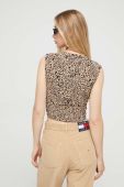 Блузка Tommy Jeans жіноча колір бежевий візерунок (3592835) Блузка Tommy Jeans жіноча колір бежевий візерунок (3592835)