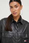 Сорочка Tommy Jeans жіноча колір чорний relaxed класичний комір (3429254)