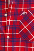 Бавовняна сорочка Tommy Jeans чоловіча колір червоний regular класичний комір