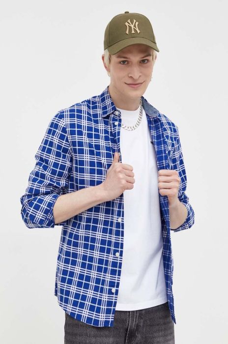 Бавовняна сорочка Tommy Jeans чоловіча колір синій regular класичний комір (3281862) Бавовняна сорочка Tommy Jeans чоловіча колір синій regular класичний комір (3281862)